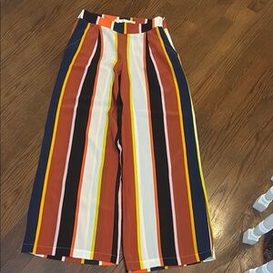 Marie Oliver Silk Striped Wide-Leg Pants